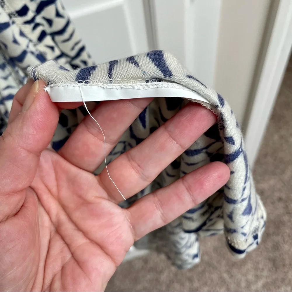 Lucky Brand Boho Blue & Cream Geometric Print Wrap Maxi Dress Size Small - Picture 9 of 11